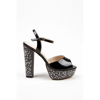 Kadın Moda Şık Rose Ayna Ökçe Poli Inci Düğün Nişan Gece Abiye Ayakkabı