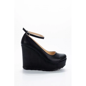 Kadın Moda Şık Siyah Cilt Dolgu Topuklu Ayakkabı Topuklu Düğün Nişan Gece Abiye Ayakkabı