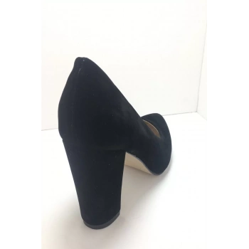 Kadın Moda Şık Siyah Süet Topuklu Ayakkabı Zarif Tasarım Düğün Nişan Gece Abiye Ayakkabı