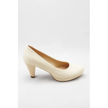 Kadın Moda Şık Ten Klasik Topuklu Ayakkabı Topuklu Düğün Nişan Gece Abiye Ayakkabı