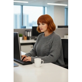 Kadın Modern Antrasit Akrilik Triko Kazak Bağcık Detaylı Relaxed Kesim Kış Modası İçin Şık Seçim