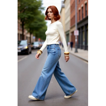 Kadın Modern Fitted Ekru Triko Üst Bisiklet Yaka İnce Yapılı Günlük Şıklık İçin Rahat Seçim