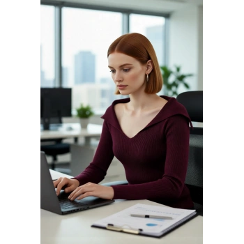 Kadın Modern Fitted Triko Bluz Devrik Carmen Yaka İnce Fitilli Dokuma Uzun Kol Crop Tasarım