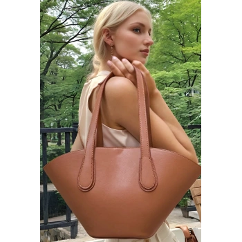 Kadın Modern Kesim Suni Deri Shopper Çanta El Ve Omuz Kullanımı İçin Mükemmel Uyum Mükemmel Uyum