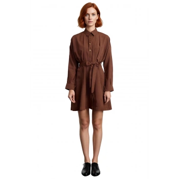 Kadın Modern Kuşaklı Gömlek Yaka Mini Elbise Yarasa Kol Rahat Kesim İlkbahar Yaz Şıklığı Kaliteli