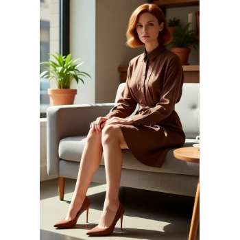 Kadın Modern Kuşaklı Gömlek Yaka Mini Elbise Yarasa Kol Rahat Kesim İlkbahar Yaz Şıklığı Kaliteli