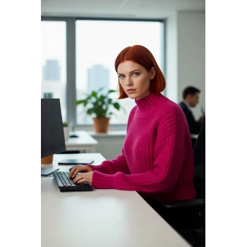 Kadın Modern Oversize Crop Dik Yaka Düşük Kol Kalın Triko Soğuk Hava Kazak Modeli Kaliteli