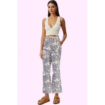 Kadın Normal Bel Geniş Paça Denim Pantolon Pamuk Tüm Sezonlar İçin Yaz Aylarının Vazgeçilmezi