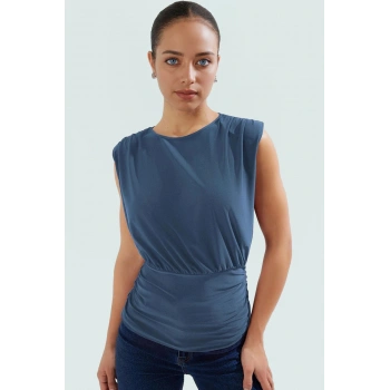 Kadın Örme Bluz Belden Oturmalı Dökümlü Yazlık Premium Kalite Konforlu Kesim Rahat Ve Şık