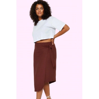 Kadın Örme Etek Midi Boy Casual Anvelop Sarong Yüksek Bel Tasarım Yaz Aylarının Vazgeçilmezi