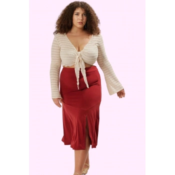 Kadın Örme Midi Etek; Renk Yüksek Bel A line Casual Stil Günlük Kullanım Dayanıklı Malzeme