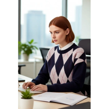 Kadın Oversize Baklava Desenli Bisiklet Yaka Triko Kazak Günlük Kombinlerde Şıklığı Tamamlıyor