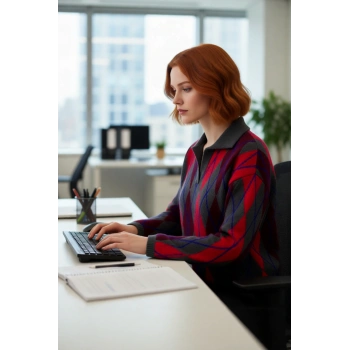 Kadın Oversize Baklava Desenli Triko Kışlık Gömlek Yaka Kazak Düşük Kol Konforlu Stil Ürünü