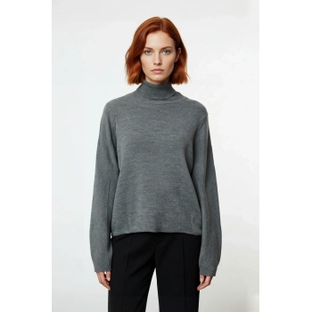 Kadın Oversize Balıkçı Yaka Basic Triko Kazak Kışlık Soğuk Havalar İçin İdeal Şıklık Ve Rahatlık