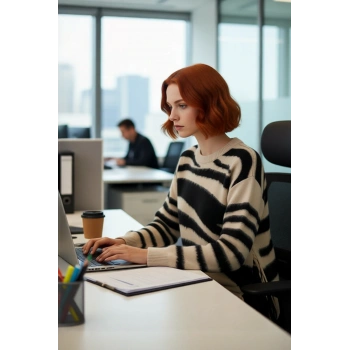 Kadın Oversize Basic Zebra Desenli Akrilik Triko Kazak Günlük Şıklık İçin İdeal Bir Seçimdir