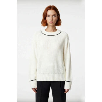 Kadın Oversize Bisiklet Yaka Uzun Kol Selanik Örgü Triko Kazak Günlük Şıklık İçin İdeal. Kaliteli