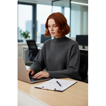 Kadın Oversize Dik Yaka Kışlık Triko Kazak Düz Düşük Kol Modern ve Şık Günlük Kombinler İçin