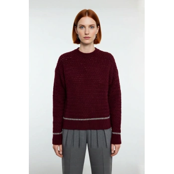 Kadın Oversize Dokulu Bisiklet Yaka Triko Kazak Kışlık Günlük Şıklığı Tamamlayan Konforlu Seçim