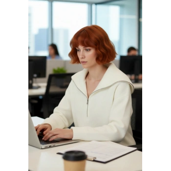 Kadın Oversize Fermuarlı Dik Yaka Triko Kazak Yumuşak Dokusuyla Günlük Konfor ve Şıklık Kaliteli