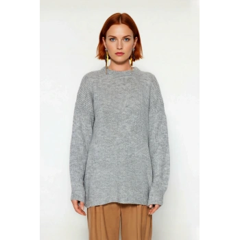 Kadın Oversize Kalıp Düşük Kol Bisiklet Yaka Triko Kazak Basic Rahat Kışlık Stil Seçimi Kaliteli