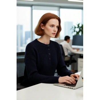 Kadın Oversize Kesim Düşük Kol Detaylı Selanik Örgü Triko Kazak Kış Günlerinin Vazgeçilmezi