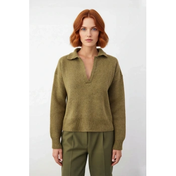 Kadın Oversize Polo Yaka Triko Kazak Kışlık Soğuk Hava Şıklığı İçin İdeal Günlük Kombinler