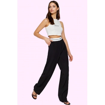 Kadın Palazzo Pantolon Yüksek Bel Wide Leg Kemerli Dokuma Kumaş Yaz Aylarının Vazgeçilmezi