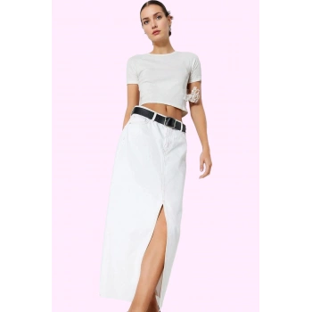 Kadın Pamuk Denim Maxi Etek Düz Desen Normal Bel Casual Stil Günlük Kullanım Modern Tasarım