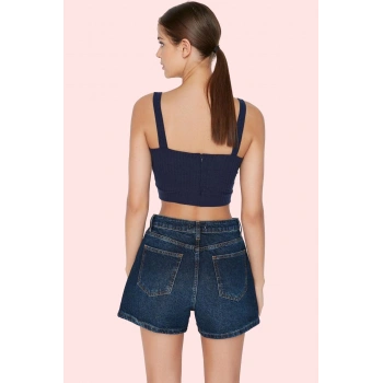 Kadın Pamuk Denim Mini Şort Düz Desen Yüksek Bel Günlük Kullanım İçin Yaz Aylarının Vazgeçilmezi