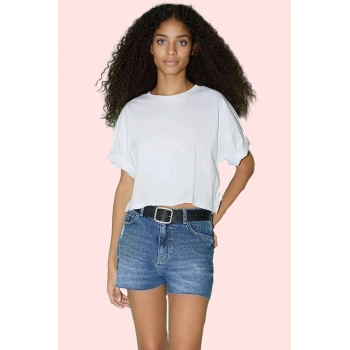 Kadın Pamuk Denim Mini Şort Normal Bel Düz Desen Rahat Günlük Kullanım Yaz Aylarının Vazgeçilmezi