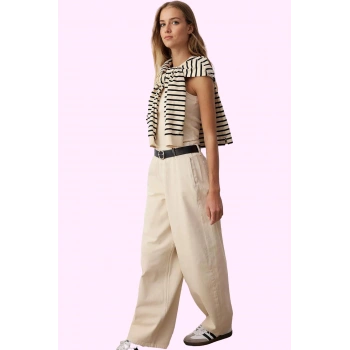 Kadın Pamuk Denim Pantolon Renk Yüksek Bel Boru Paça Günlük Kombinler Yaz Aylarının Vazgeçilmezi