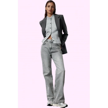 Kadın Pamuk Denim Pantolon Yüksek Bel Wide Leg Günlük ve Şık Kombinler Yaz Aylarının Vazgeçilmezi