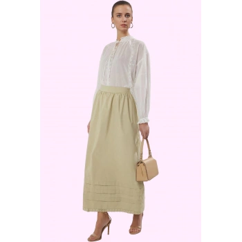 Kadın Pamuk Polyester Maxi Kloş Etek Dantel Detaylı Tüm Sezon Günlük Kullanım Modern Tasarım