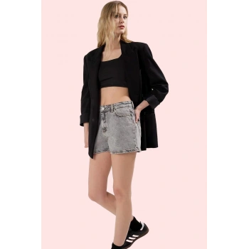 Kadın Pamuklu Denim Şort City Short Kalıp Mom Siluet Rahat Günlük Yaz Stilin Buluştuğu Yer