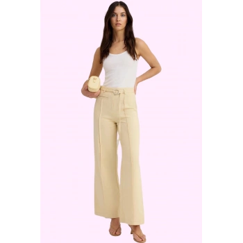 Kadın Pamuklu Geniş Paça Pantolon Yazlık Rahat Kumaşlı Casual Günlük Kullanım Modern Tasarım