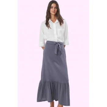 Kadın Pamuklu Müslin Dokuma A Line Maxi Etek Yazlık Casual Günlük Kullanım Kaliteli Malzeme