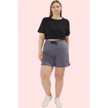 Kadın Pamuklu Örme Şort Büyük Beden Yüksek Bel Casual Stil Günlük Kullanım Kaliteli Malzeme