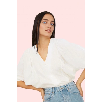 Kadın Pamuklu Regular Gömlek V Yaka Basic Günlük Ve İş Hayatı Hafta Sonu Dayanıklı Malzeme