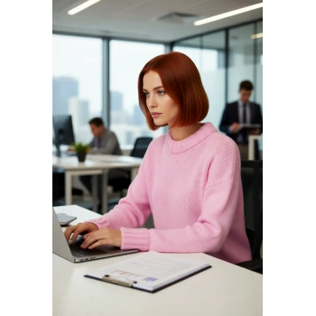 Kadın Pembe Oversize Dik Yaka Triko Kazak Günlük Kombinlerinizi Tamamlayan Sıcak Ve Şık Parça