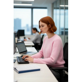 Kadın Pembe Regular Kalıp Bisiklet Yaka Taş İşlemeli Uzun Kollu Triko Kazak Kış Günleri İçin