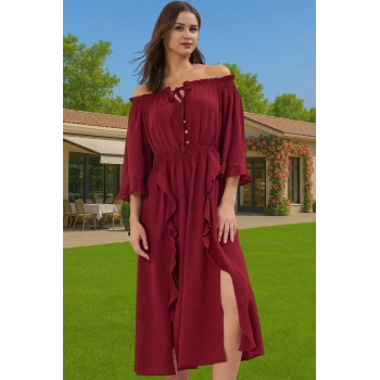 Kadın Plaj Elbisesi Maxi Boy Viskoz Crinkle Dokuma Şık Kaliteli İşçilik Trend Tasarım Şık Görünüm