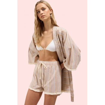 Kadın Plaj Şortu Pamuk İpliği Boyalı Flamlı Geniş Paça Çok Yaz Günlük Kullanım Özel Günler