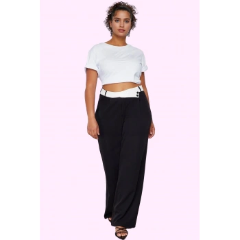 Kadın Polyester Dokuma Pantolon Yüksek Bel Geniş Paça Casual Tarz Yaz Aylarının Vazgeçilmezi