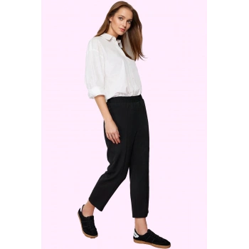 Kadın Polyester Karışımlı Dokuma Pantolon Normal Bel Boru Paça Günlük Stil Kaliteli Malzeme