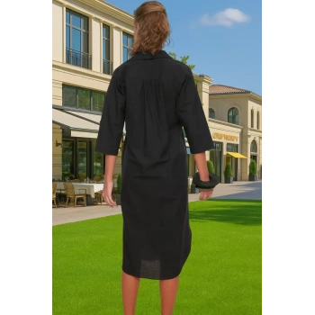 Kadın Rahat Midi Boy Poplin Elbise Günlük Yazlık Şık Tasarım Dayanıklı Malzeme Kaliteli İşçilik