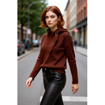 Kadın Rahat Şal Yaka Selanik Dokuma Triko Kazak Günlük Şıklık ve Konfor İçin İdeal Tercih Kaliteli