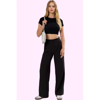 Kadın Regular Boy Geniş Paça Pantolon Yüksek Bel Finike Dokuma Günlük Yaz Aylarının Vazgeçilmezi