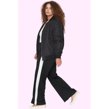 Kadın Regular Boy Geniş Paça Pantolon Yüksek Bel Örme Krep Kumaş Rahat Yaz Aylarının Vazgeçilmezi