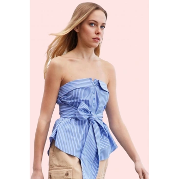 Kadın Regular Boy Pamuklu Fitted Straplez Gömlek Şık Gece Çıkışları İçin Dayanıklı Malzeme