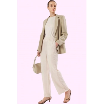 Kadın Regular Dokuma Pantolon Geniş Paça Nefes Alabilir Kumaş Günlük Kullanım Modern Tasarım